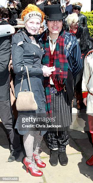 Adam Ant and Designer Vivienne Westwood leave the funeral of Malcom McLaren in North London on April 22, 2010 in London, England. The man, often...