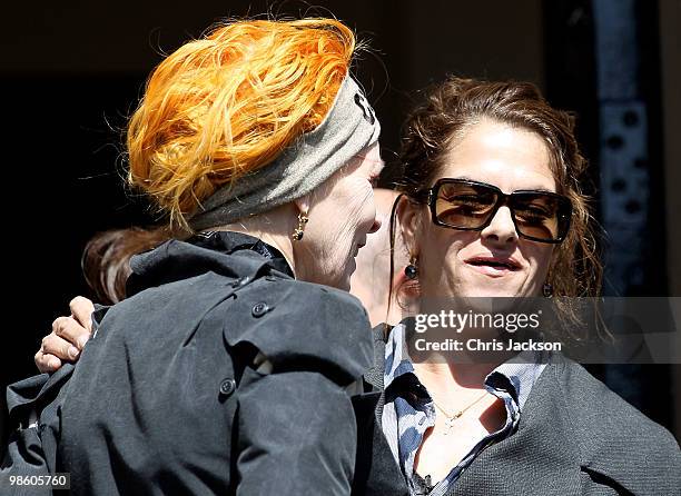 Designer Vivienne Westwood and Tracey Emin leave the funeral of Malcom McLaren in North London on April 22, 2010 in London, England. The man, often...