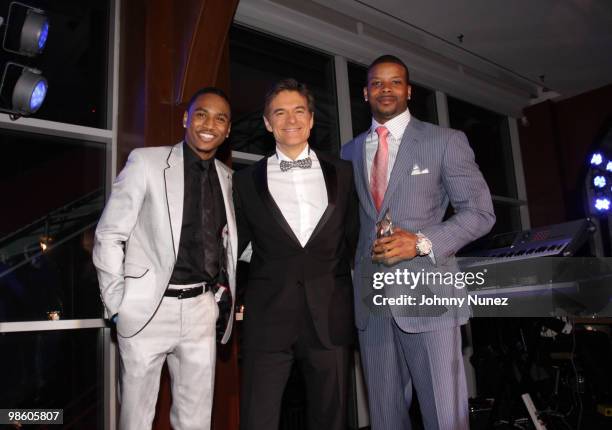 Trey Songz, Dr. Mehmet Oz, and Kerry Rhodes attend The Garden of Good & Evil Gala at Chelsea Piers on April 21, 2010 in New York City.