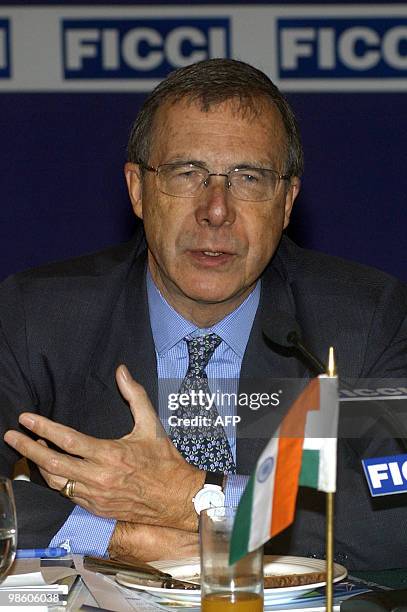 Minister of Economic Affairs of Netherlands Laurens Jan Brinkhorst attends a interactive business meeting in New Delhi, 27 February 2004 aimed at...