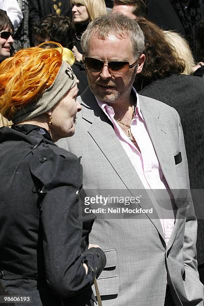 Vivienne Westwood and Joseph Corre attend Malcolm McLaren's funeral service at One Marylebone on April 22, 2010 in London, England.