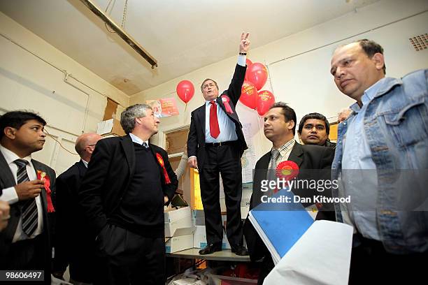 Labour MP John Prescott speaks to party members in a local Labour Party office in Poplar on April 22, 2010 in London, England. The General Election,...