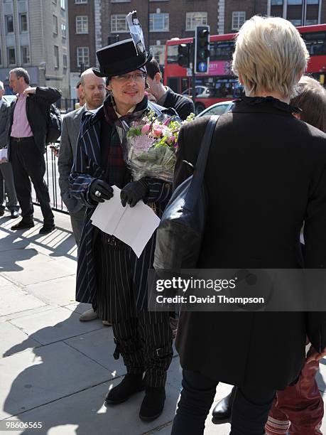 Adam Ant Attending the Funeral of Malcolm Mclaren at number one Marleybone Road on April 22, 2010 in London, England.