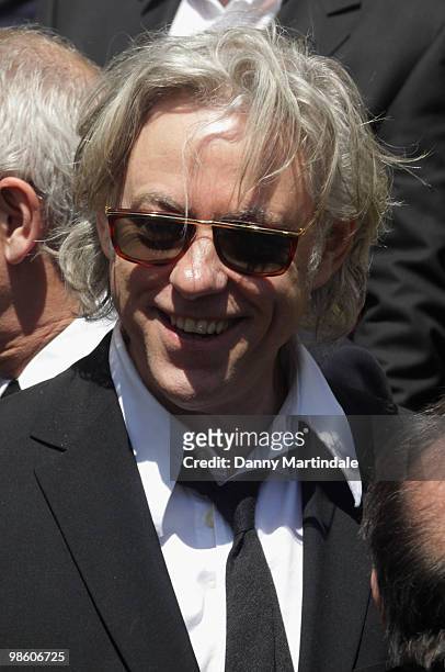 Bob Geldof attends the funeral of Malcolm McLaren held at 1 Marylebone on April 22, 2010 in London, England.