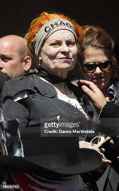 Vivienne Westwood attends the funeral of Malcolm McLaren held at 1 Marylebone on April 22, 2010 in London, England.