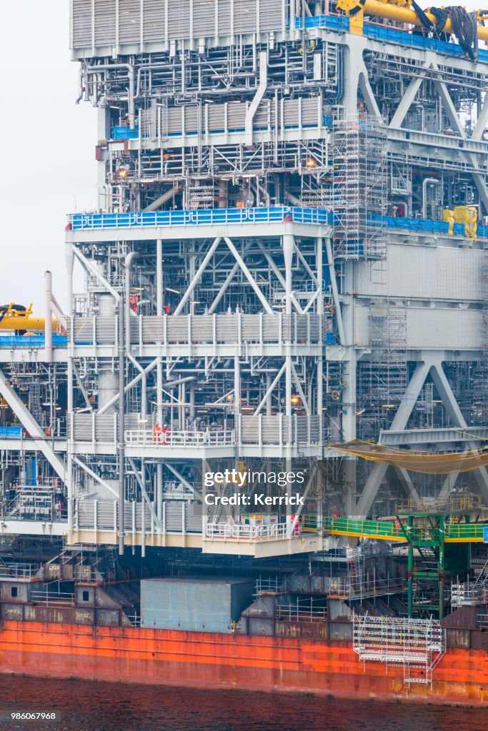 Heavy Load Carrier ship Black Marlin carrying the oil platform topsides in Stavanger Norway