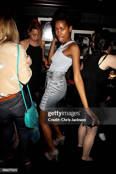 Tallulah Adeyemi dances during the Gucci Icon Temporary store opening afterparty at Ronnie Scott's on April 21, 2010 in London, England.