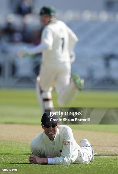 Marcus Trescothick of Somerset during the LV County Championship match between Nottinghamshire and Somerset at Trent Bridge on April 22, 2010 in...