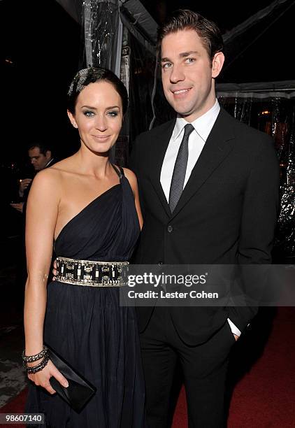 Actress Emily Blunt and actor John Krasinski arrive at the "The Wolfman" Los Angeles Premiere held at ArcLight Hollywood Cinemas on February 9, 2010...