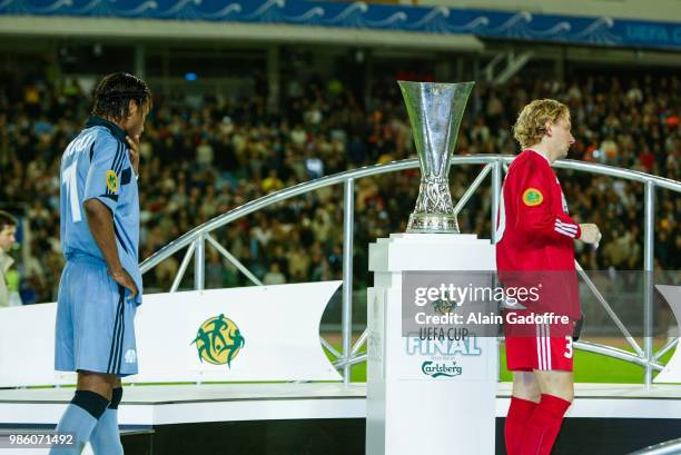 Didier drogba of Marseille after the Uefa cup final match between Valencia and Marseille at Ullevi, Goteborg, Sweden on May 19th 2004.