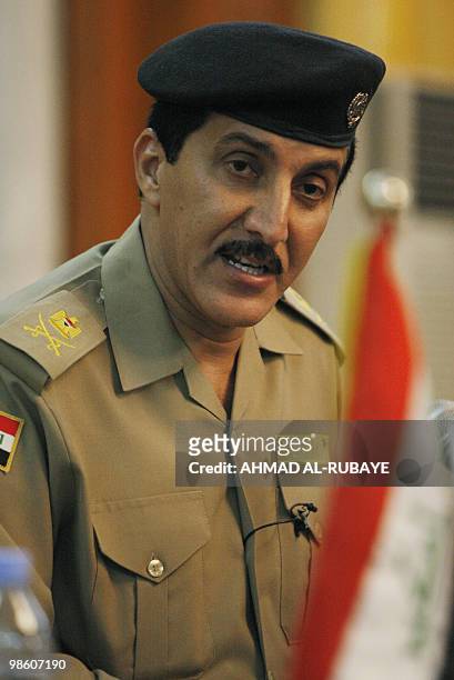 Baghdad's security spokesman, Major General Qassim Atta, holds a press conference in the Iraqi capital on April 22, 2010. The capture of Al-Qaeda in...