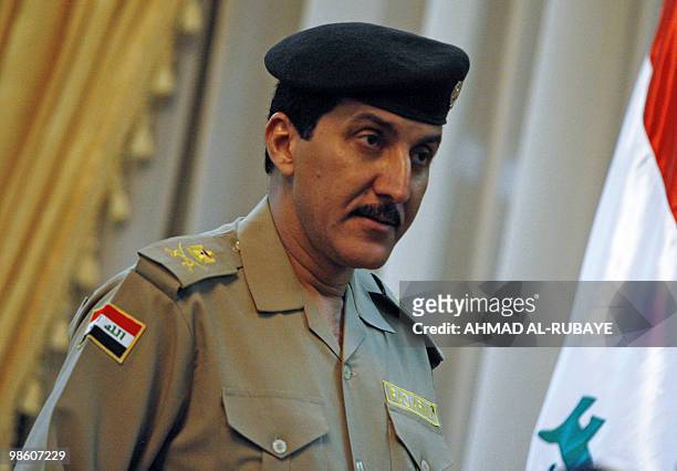 Baghdad's security spokesman, Major General Qassim Atta, holds a press conference in the Iraqi capital on April 22, 2010. The capture of Al-Qaeda in...