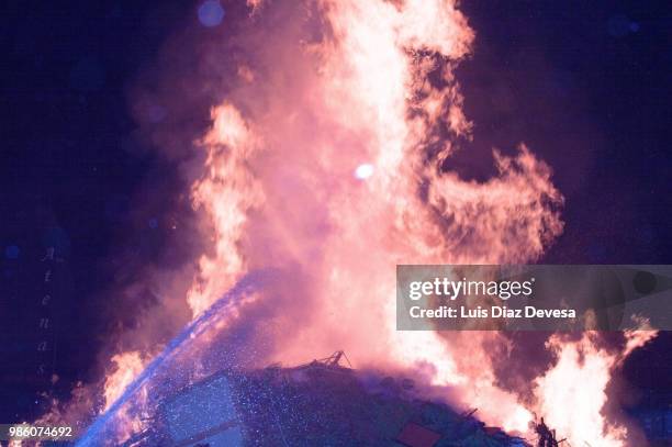 2018 festivities of saint juan - fireman fighting fire - silva v diaz stock pictures, royalty-free photos & images