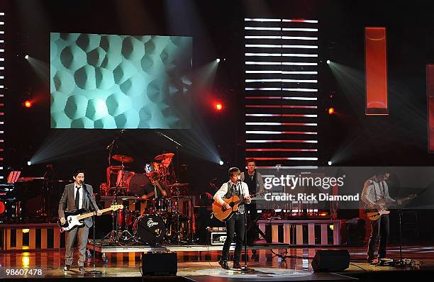Christain Rock Group RED performs at The 41st Annual GMA Dove Awards at The Grand Ole Opry House on April 21, 2010 in Nashville, Tennessee.