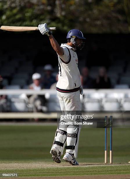 Sajid Mahmood of Lancashire is bowled out during the LV County Championship match between Essex and Lancashire at the County Ground on April 22, 2010...