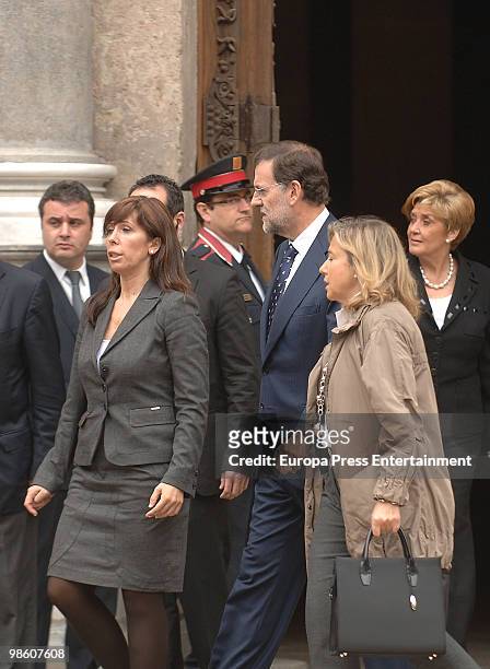 President of Cataluna Popular Party Alicia Sanchez Camacho and National Popular Party leader Mariano Rajoy leave former International Olympic...