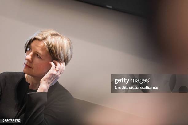 Maike Kohl-Richter stands in a courtroom of the Higher Regional Court in Cologne, Germany, 15 February 2018. The legal dispute regarding the book...