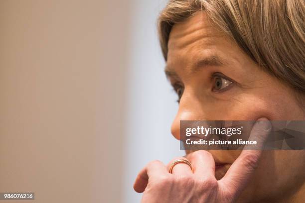 Maike Kohl-Richter stands in a courtroom of the Higher Regional Court in Cologne, Germany, 15 February 2018. The legal dispute regarding the book...