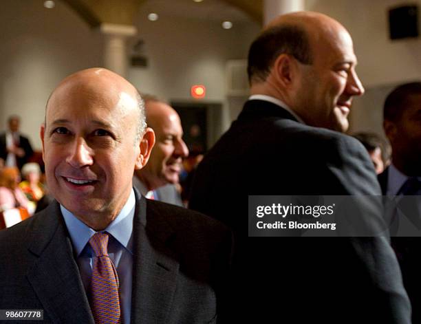 Lloyd Blankfein, chairman and chief executive officer of Goldman Sachs Group Inc., left, and Gary Cohn, president and chief operating officer of...