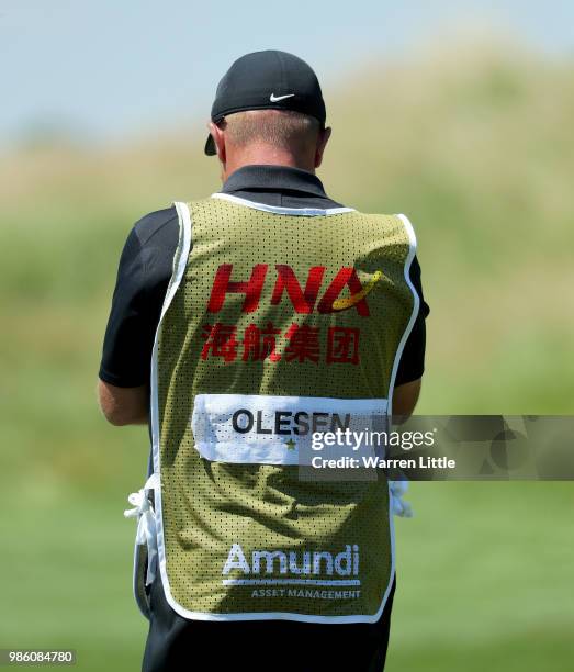 Caddie, Dominic Bott during the first round of the HNA Open de France at Le Golf National on June 28, 2018 in Paris, France. .