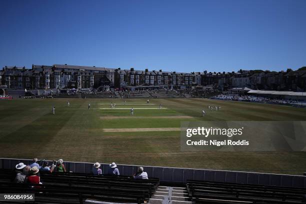 General view during the Specsavers County Championship Division One match between Yorkshire and Surrey on June 28, 2018 in Scarborough, England.