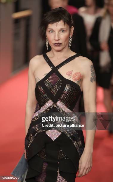 Actress Meret Becker attends the opening night of the film 'Isle of Dogs' during the Berlinale Festival in Berlin, Germany, 15 February 2018. The...
