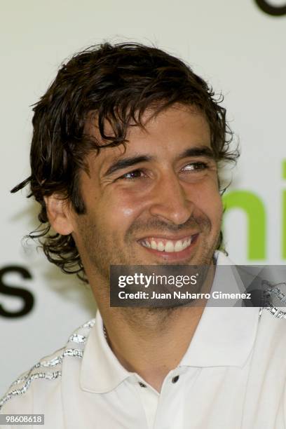 The Spanish soccer player Raul Gonzalez, attends the 'micoach' launch presentation at Palacio de los Deportes on April 22, 2010 in Madrid, Spain.