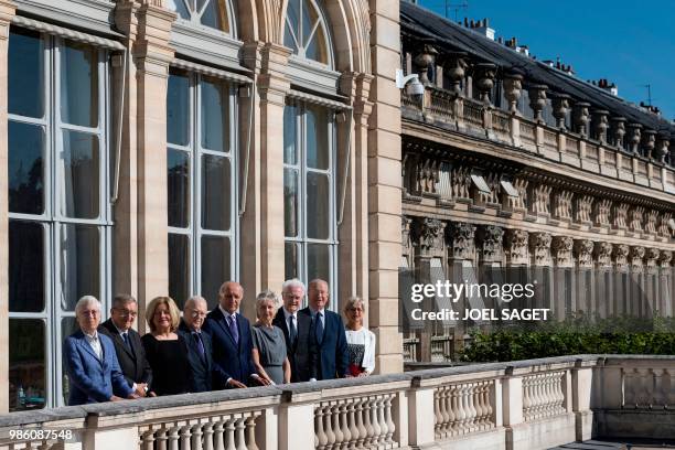 Members of the French Constitutional Council Dominique Lottin, Michel Pinault, Lionel Jospin, Claire Bazy-Malaurie, the president Laurent Fabius,...