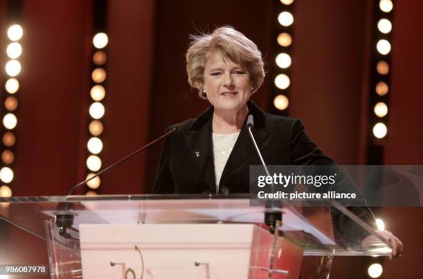 Monika Gruetters of the Christian Democratic Union speaks at the opening night of the film 'Isle of Dogs' during the 68th Berlin international Film...