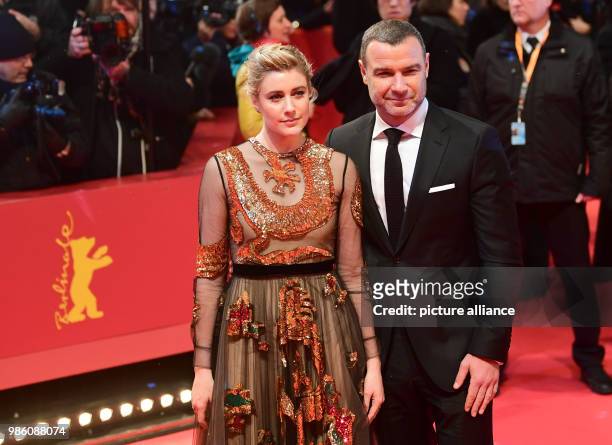 Actors Greta Gerwig and Liev Schreiber attend the opening night of the film 'Isle of Dogs' during the 68th Berlin international Film Festival...