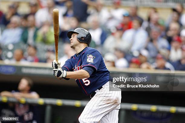 April 14: Michael Cuddyer of the Minnesota Twins bats against the Boston Red Sox on April 14, 2010 at Target Field in Minneapolis, Minnesota. The Red...