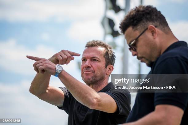 Lothar Matthaus reacts during a Football Event at Red Square on June 28, 2018 in Moscow, Russia.
