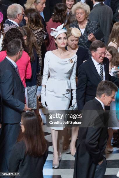 Angelina Jolie attends the Service of Commemoration and Dedication, marking the 200th anniversary of the Most Distinguished Order of St Michael and...