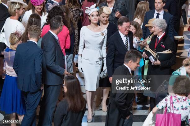 Angelina Jolie attends the Service of Commemoration and Dedication, marking the 200th anniversary of the Most Distinguished Order of St Michael and...