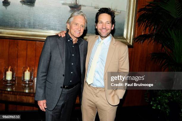 Michael Douglas and Paul Rudd attend The Cinema Society With Synchrony And Avion Host The After Party For Marvel Studios' "Ant-Man And The Wasp" at...