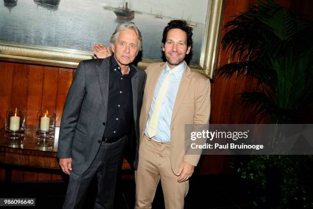 Michael Douglas and Paul Rudd attend The Cinema Society With Synchrony And Avion Host The After Party For Marvel Studios' "Ant-Man And The Wasp" at...