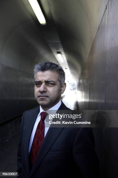 Sadiq Khan, Labour MP for Tooting and Minister of State for Transport, Balham, London, 15th March 2010.
