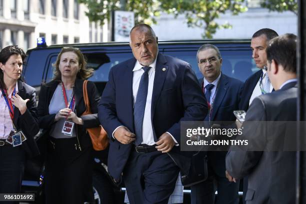 Bulgaria's Prime Minister Boyko Borisov arrives for a meeting of the conservative European People's Party , on June 28, 2018 in Brussels.