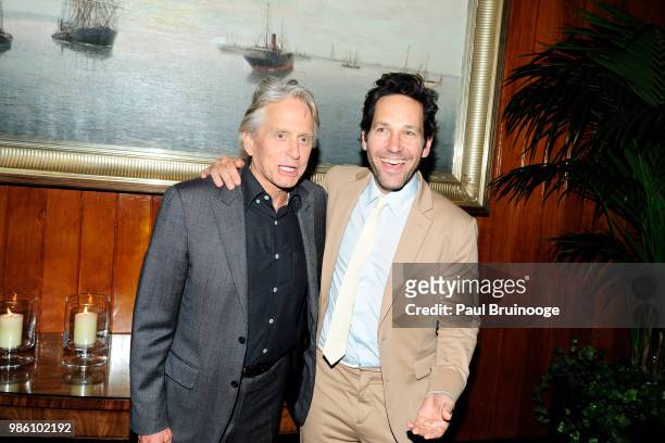 Michael Douglas and Paul Rudd attend The Cinema Society With Synchrony And Avion Host The After Party For Marvel Studios' "Ant-Man And The Wasp" at...