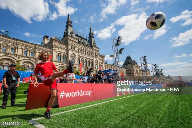 Carles Puyol crosses during a Football Event at Red Square on June 28, 2018 in Moscow, Russia.
