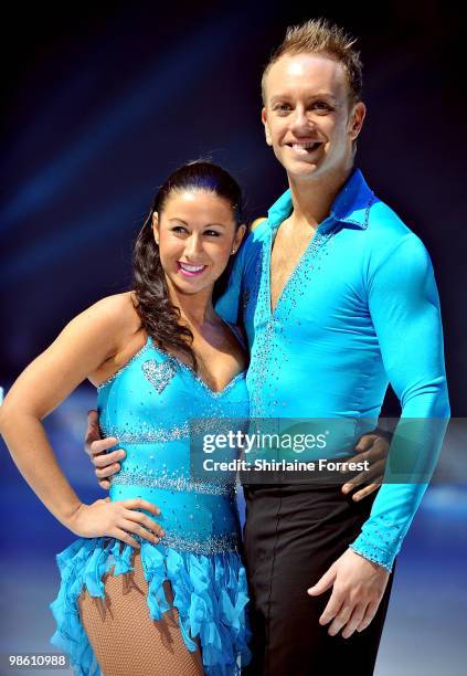Hayley Tamaddon and Dan Whiston attend a photocall for Torvill & Dean's 'Dancing On Ice' tour 2010 at MEN Arena on April 22, 2010 in Manchester,...