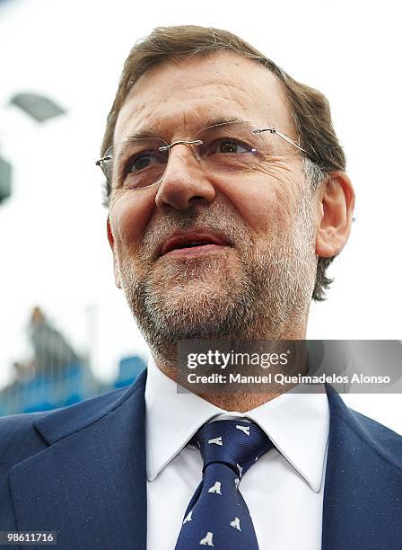 Mariano Rajoy attends ATP 500 World Tour Barcelona Open Banco Sabadell 2010 tennis tournament at the Real Club de Tenis on April 22, 2010 in...