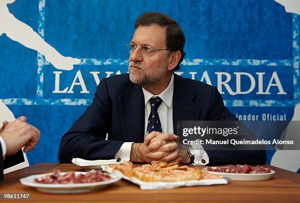 Mariano Rajoy attends ATP 500 World Tour Barcelona Open Banco Sabadell 2010 tennis tournament at the Real Club de Tenis on April 22, 2010 in...