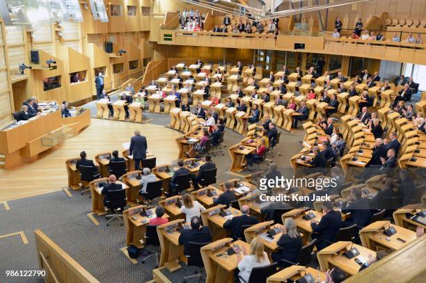 MSPs applaud complimentary remarks about outgoing Health Secretary Shona Robison and others by Scottish Conservative deputy leader Jackson Carlaw as...