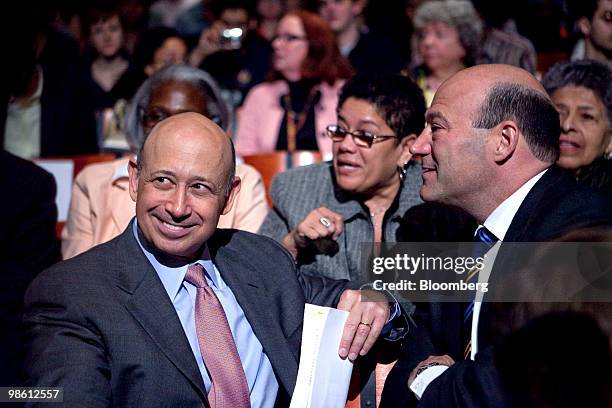 Lloyd C. Blankfein, chairman and chief executive officer of Goldman Sachs Group Inc., left, sits with Gary D. Cohn, Goldman's president and chief...