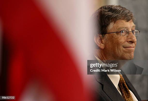 Bill Gates, co-chairman of the Bill and Melinda Gates Foundation participates in an event at the Treasury Department on April 22, 2010 in Washington,...