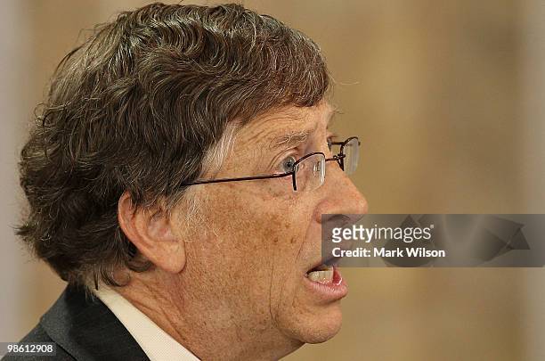 Bill Gates, co-chairman of the Bill and Melinda Gates Foundation participates in an event at the Treasury Department on April 22, 2010 in Washington,...