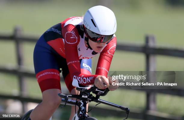 Emma Lewis of Fusion RT Velo Performance in the women's elite race during the HSBC UK National Road Championships Time Trial competition in...