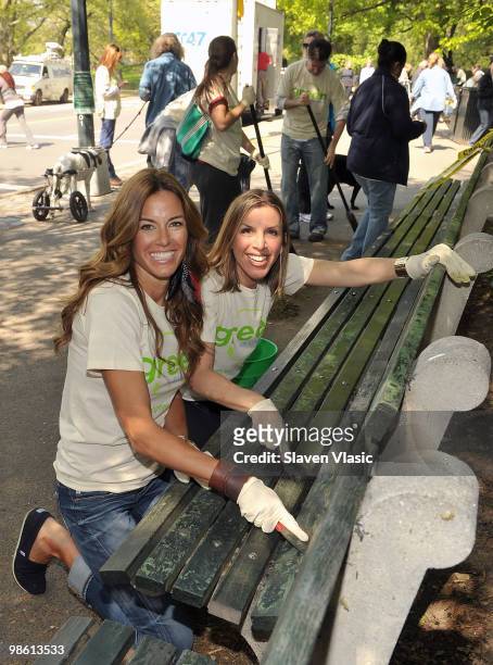 Kelly Killoren Bensimon and Jennifer Gilbert of "Real Housewives of New York City" participate at "Day in the Dirt" volunteer project on Earth Day at...