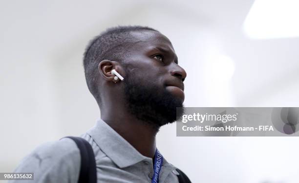 Salif Sane of Senegal arrives at the stadium prior to the 2018 FIFA World Cup Russia group H match between Senegal and Colombia at Samara Arena on...